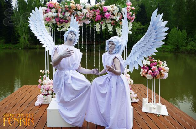 Живые статуи ангелы на свадьбу регистрацию